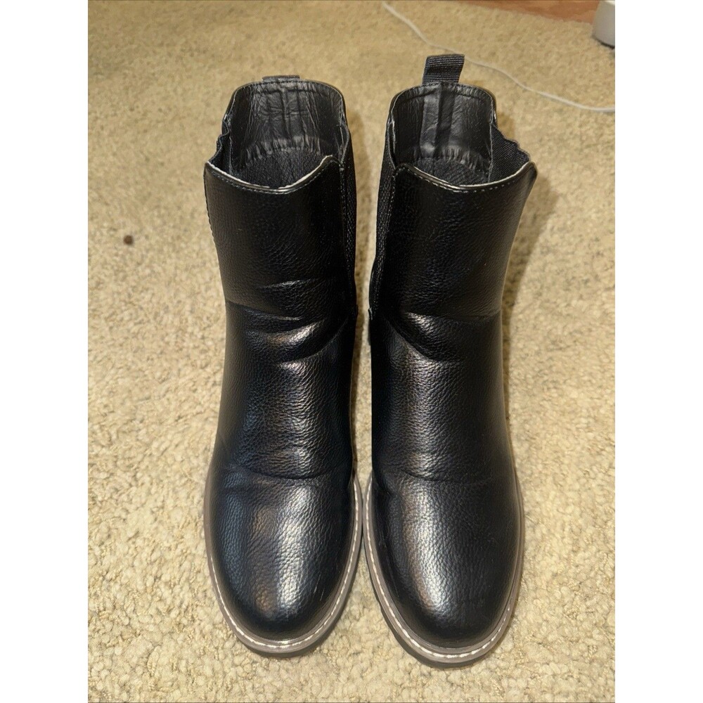 Y2K Chunky Heel Women's Boots Black Paris Size 8 Goth Grunge Boutique Biker